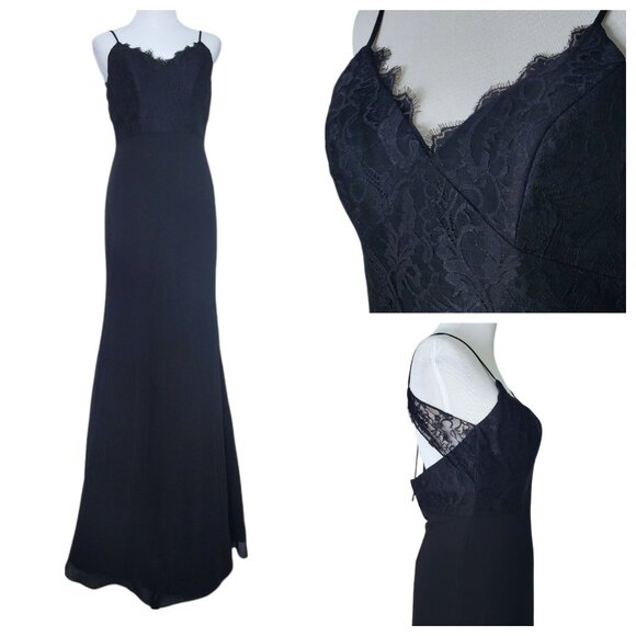 Chic Black Backless Lace Dress - Picture 1 of 12
